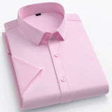 Joior Basic Men's Dress Shirts Short Sleeve Social Business Work Bule Pink Smart Casual Wrinkle Resistant Tops