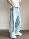 Joior Korean Fashion Men's Baggy Jeans Light Blue High Street Straight Wide Trousers Personalized Washed Y2k Pants Male