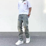 Joior Street Wash Worn Cut Jeans Men's Summer Fashion Loose Straight Pants Traf Fall Guys