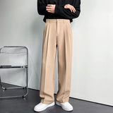 Joior Solid Color Formal Suit Pants Men Korean Fashion Loose Casual Pants Men Harajuku Streetwear Wide-leg Straight-leg Pants Men