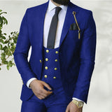 Joior Costume Homme Italian Business Slim Fit 3 Pieces Royal Blue Men's Suits Groom Prom Tuxedos Groomsmen Blazer for Wedding