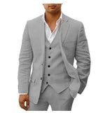 Joior 3 piece Linen Summer Men Suits for Wedding Groom Tuxedos Casual Beach Custom Man Suit Set Jacket Vest with Pants Man Fahion