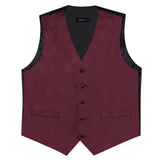 Joior Burgundy Red Solid Silk Men Suit Vest Pre-tied Bow Tie Set Wedding Party Formal Tuxedo Male Blazer Waistcoat Business Party Vest