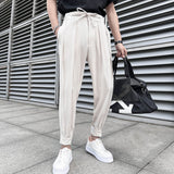 Joior Summer Elastic Waist Drape Suit Pants Men Business Office Casual Pants Male Fashion Loose Social Party Formal Trousers