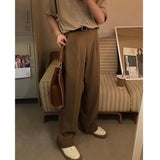 Joior Vintage Solid Color Summer Straight Cylinder Men's Wide Leg Pants Pocket Fashion All-match Street Casual Loose Male Trousers