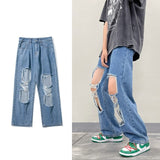 Ripped Jeans Men's Summer Design Sense Niche Pants High Street Ins Tide New Hip-hop Straight Pants