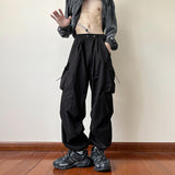 Joior Black Men's Pants Oversize Pants High Street Fashion Plush Knickerbockers American Straight Charging Overalls