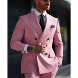 Joior Solid 2 Pieces Men Suits Set Fashion New Men's Formal Business/Wedding Groom Suits Peak Lapel Double Breasted Blazer Trousers