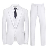 Joior M-6XL Double Vent Mens Suit ( Blazer+Vest+Pants) Solid Color Formal Office Business Suit Three-piece Groom's Wedding Dress Party