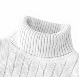 Joior black turtleneck outfit men Men's High Neck Sweater Solid Color Pullover Knitted Warm Casual Turtleneck  Mens  Knitted Sweater