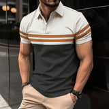 Joior 2024 Summer Best-Selling Men's Polo Shirt Lapel Printed Men's Clothing Stripes Polo Shirt Casual Sports Men's Shirt