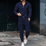 Joior Spring And Autumn Men's Suit Long Sleeve Polo Suit Sports Pants Fashion Casual Half Zipper Stand Collar Suit