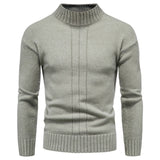 2024 Autumn and Winter New Men's Solid Color Knitted Shirt Half High Neck Sweater Casual Underlay Top