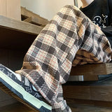 Joior Green Plaid Pants Men Harajuku Winter Wide Leg Checked Trousers Male Oversize Big Size Casual Sweatpants Streetwear 8XL