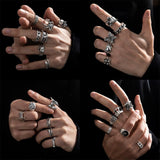  Gothic Skeleton Unisex Ring Set Punk Grunge Butterfly Frog Woman Man Jewelry Hip Hop Party Street Ring Accessories New Gift