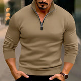 Joior New Fall Winter Men Sweater Casual Solid Color Long Sleeve Zipped Stand Collar Top Warm Men's Clothing Promotion