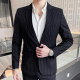 Joior 3 Pcs Set Blazers Jacket Pants Vest / Fashion Men's Casual Boutique Business Striped Groom Wedding Suit Trousers Waistcoat