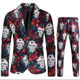 Men Halloween Thin Suit Classic Men's 3D Printed Business Casual Dress 2 Piece Set