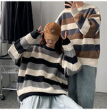 Joior Autumn Winter Sweater Men Pullover Korean Style Male Striped Sweater Loose Knitted Sweater Trend Thick Top Mens Clothing