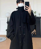 Joior Autumn Winter Long Oversized Windproof Black Warm Woolen Coat Men Sashes Double Breasted Wool Blends Overcoat