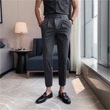 Joior High Quality Elasticity Suit Pants Men Formal Business Office Social Dress Pants Slim Fit Casual Wedding Ankle Trousers Pantalon