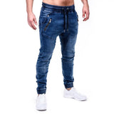 Joior Men's Outdoor Summer Riding Jeans Motorpoof Jeans Skinny Jeans Fashion Pockets Denim Pencil Pants Ankle Tied Denim Trousers