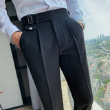 Joior British Style New Solid High Waist Suit Pant Men Business Formal Wear Trousers High Quality Slim Casual Office Suit Pants