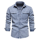 Joior 100% Cotton Denim Shirts Men Casual Solid Color Thick Long Sleeve Shirt for Men Spring High Quality Jeans Male Shirt