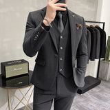 Joior ( Jacket + Vest + Pants ) High-end Brand Boutique Fashion Solid Color Mens Casual Business Suit 3Piece Set Groom Wedding Dress