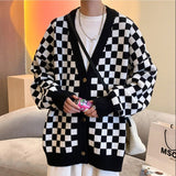 Autumn Winter Fashion Man Solid Retro Plaid Casual Men's Loose Tess Cool Boys Knitted Sweater Button Cardigan Coat Warm Sweater