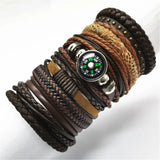 Joior 10 Pcs/set Black Wrap Woven New Fashion Handmade Men Bracelets Male Women Leather Bracelets Men Bangle Jewelry Gift