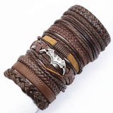 Joior 10 Pcs/set Black Wrap Woven New Fashion Handmade Men Bracelets Male Women Leather Bracelets Men Bangle Jewelry Gift