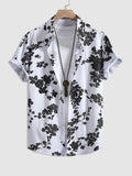 Joior Floral Pattern Shirts for Men Button Up Short Sleeves Turn-down Collar Shirt Summer Streetwear Vacation Tops