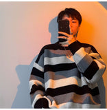 Joior Autumn Winter Sweater Men Pullover Korean Style Male Striped Sweater Loose Knitted Sweater Trend Thick Top Mens Clothing