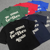 Joior Frog drift Fashion Streetwear CPFM KANYE YE MUST BORN AGAIN Foam printing Summer Oversized Loose Tee Tops t shirt for Men