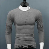 Joior Luxury Men's Casual Full Sleeve T-Shirt Autumn O-Neck Modal Base Shirt Slim Fit Solid Color Thin Korean Style Tee Undershirt Man