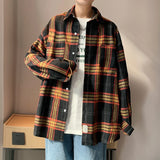 Joior Autumn Oversized Long Sleeved Shirt Men Fashion Retro Plaid Shirt Men Streetwear Korean Loose Casual Shirts Mens Large Size 5XL