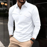 Men's Polo Shirt Business Casual Summer Long Sleeve Button T-shirt Loose Comfortable Clothes Fashion Polo Shirt