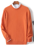 Winter New First-line Ready-to-wear Men's 100% Pure Wool Sweater Round Neck Loose Warm Solid Color Pullover