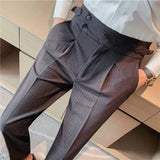 Joior British Style Autumn New Solid High Waist Trousers Men Formal Pants High Quality Slim Fit Business Casual Suit Pants Hommes