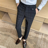 Joior New Boutique Classic Plaid and Striped Fashion Men's Casual Business Slim Suit Pants Groom Wedding Dress Trousers Party