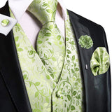 Joior High Quality Silk Mens Vests Champagne Paisley Waistcoat Neck Tie Hanky Cufflinks Brooch Set for Men Suit Wedding Office