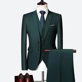 Joior WELL DRESSED MEN 3 Piece Men's Wedding Suit Fashion Men's Slim Solid Color Business Office Suit Sets Large Size Men Blazer+ Pants + Vest