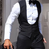 Joior Black Men Vest for Wedding Groom One Piece Slim Fit Suit Waistcoat Solid Color Male Fashion Coat