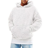 Joior Autumn Winter Men's Sherpa Hoodie Fuzzy Pullover Winter Hoodie Polar Fleece Solid Color Hooded Long Sleeves Pullover Sweatshirt