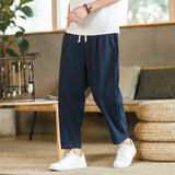 Summer Men's Trousers Cotton Linen Fashion Casual Pants Solid Color Breathable Loose Shorts Straight Pants Streetwear M-5XL