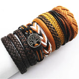 Joior 10 Pcs/set Black Wrap Woven New Fashion Handmade Men Bracelets Male Women Leather Bracelets Men Bangle Jewelry Gift