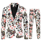 Joior New Men Christmas Suit 2 Piece Fashion Men's 3D Printed Dress Blazer Jacket and Pants Single Breasted Thin Set