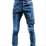 Joior Fashion Street Style Ripped Skinny Jeans Men Vintage Wash Solid Denim Trouser Mens Casual Slim Fit Pencil Denim Pants