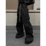 Joior Baggy Black Cargo Pants Women Wide Leg Casual High Street Drawstring Trousers Men Goth Grunge America Style Pantalones